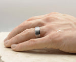 Silver Tungsten Ring With Red Inlay - Bevelled Gloss Edges | 8mm