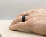 Black Silicone Ring With Square Pattern - Matte Finish | 8mm
