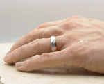 Silver Brushed Titanium Ring With Gloss Rose Gold Wave | 6mm