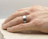 Silver Tungsten Ring With Rose Gold Inlay - Curved Brushed Finish | 8mm