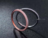 925 Rose Gold Sterling Silver Ring - With Cubic Zirconias | 1mm