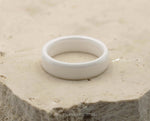 White Ceramic Ring With White Inlay - Gloss With Bevelled Edges | 6mm