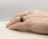Black Tungsten Ring With Black Inlay - Stepped Edges | 8mm