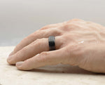 Black Tungsten Ring With Black Inlay - Stepped Edges | 8mm
