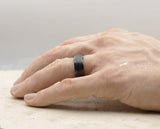 Black Tungsten Ring With Black Inlay - Stepped Edges | 8mm