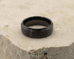 Black Tungsten Ring With Black Inlay - Stepped Edges | 8mm