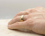 Gold Damascus Steel Ring – Hammered Finish With Gold Inlay | 8mm