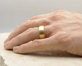 Gold Tungsten Ring With Gold Inlay - Curved Brushed Finish | 8mm