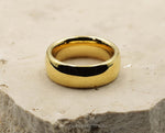 Gold Titanium Ring With Gold Inlay - Curved With Gloss Finish | 8mm