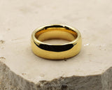 Gold Titanium Ring With Gold Inlay - Curved With Gloss Finish | 8mm