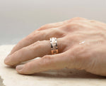 Rose Gold Titanium Ring With Horizontal Grooves - Brushed Stripe | 8mm