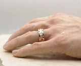 Rose Gold Titanium Ring With Horizontal Grooves - Brushed Stripe | 8mm