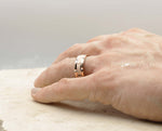 Rose Gold Titanium Ring With Horizontal Grooves - Brushed Stripe | 8mm