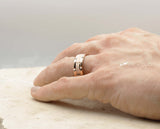 Rose Gold Titanium Ring With Horizontal Grooves - Brushed Stripe | 8mm