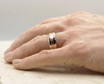 Rose Gold Tungsten Ring With Rose Gold Inlay - Bevelled Edges | 8mm