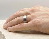 Silver Tungsten Ring With Gold Inlay - Curved Brushed Finish | 8mm