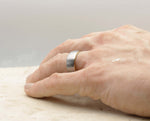 Silver Tungsten Ring With Gold Inlay - Curved Brushed Finish | 8mm