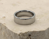 Silver Tungsten Ring With Silver Inlay - Gloss With Square Edge | 8mm
