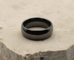 Black Ceramic Ring With Black Inlay - Curved With Gloss Finish | 8mm