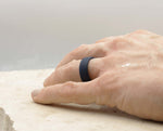 Blue Silicone Ring With Bevelled Edges - Matte Finish | 8mm