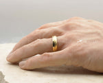 Gold Swirl Titanium Ring With Gold Inlay - Brushed and Gloss Finish | 6mm