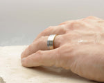 Silver Tungsten Ring With Gold Inlay - Brushed With Gold Stripes | 8mm