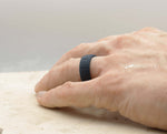 Blue Silicone Ring With Square Pattern - Matte Finish | 8mm