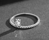 925 Sterling Silver Ring With Oval Cubic Zirconia Off Centre Stone | 2mm