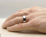 Silver Titanium Ring With Brushed Middle Stripe - Gloss Side Edges | 6mm