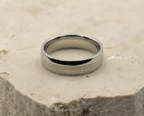 Silver Titanium Ring With Brushed Middle Stripe - Gloss Side Edges | 6mm