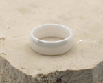 White Ceramic Ring With White Inlay - Curved With Gloss Finish | 8mm