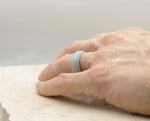 Silver Silicone Ring With Stepped Edges - Matte Finish | 8mm