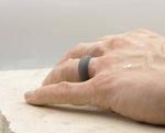 Dark Grey Silicone Ring With Meander Pattern - Matte Finish | 8mm