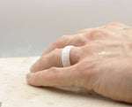 White Silicone Ring With Square Pattern - Matte Finish | 8mm