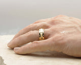 Gold Titanium Ring With Horizontal Grooves - Brushed Stripe | 8mm