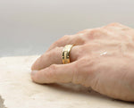 Gold Titanium Ring With Horizontal Grooves - Brushed Stripe | 8mm