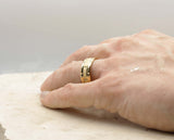 Gold Titanium Ring With Horizontal Grooves - Brushed Stripe | 8mm