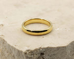 Gold Tungsten Ring With Gold Inlay - Curved With Gloss Finish | 4mm