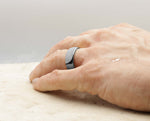 Silver Tungsten Ring With Silver Inlay - Curved With Gloss Finish | 8mm