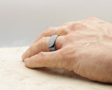 Silver Tungsten Ring With Silver Inlay - Curved With Gloss Finish | 8mm