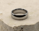 Silver Tungsten Ring With Silver Inlay - Curved With Gloss Finish | 8mm