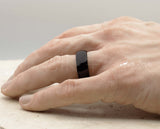 Black Tungsten Ring With Black Inlay - Curved With Gloss Finish | 8mm