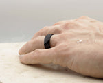 Black Ceramic Ring With Black Inlay - Curved With Gloss Finish | 8mm