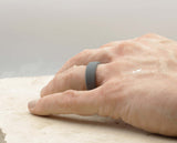 Grey Silicone Ring With Bevelled Edges - Matte Finish | 8mm
