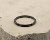 Black Titanium Ring With Black Inlay - Curved With Gloss Finish | 2mm