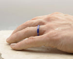 Blue Ceramic Ring With Blue Inlay - Curved With Gloss Finish | 3mm
