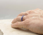 Blue Ceramic Ring With Blue Inlay - Curved With Gloss Finish | 3mm
