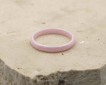 Pink Ceramic Ring With Pink Inlay - Curved With Gloss Finish | 3mm
