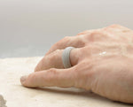 Light Grey Silicone Ring With Meander Pattern - Matte Finish | 8mm