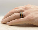 Black Tungsten Ring With Koa Wood Stripe - Bevelled Edges | 8mm